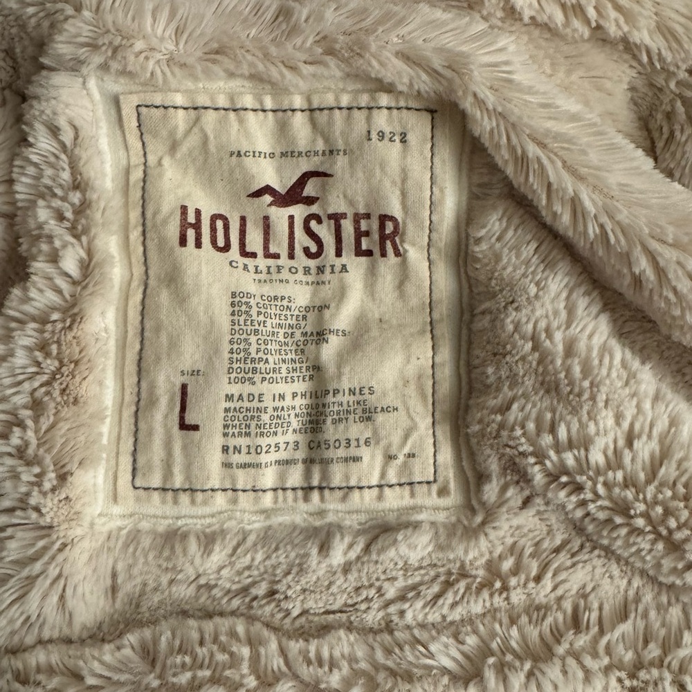 Hollister Y2K Vintage Fur Lined Hoodie-Cream - Picture 7 of 7